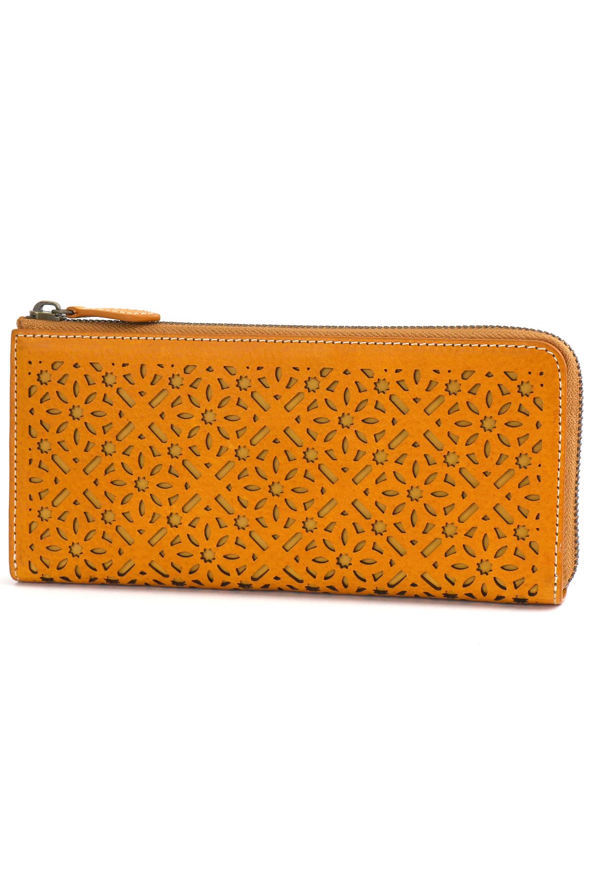 

Genten Long Wallet with Genuine L-Shaped Zipper, Leather, Yellow, GE-43985-60