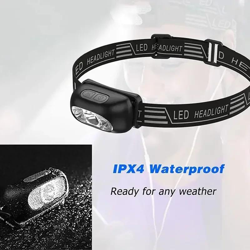 Mini Ultra-bright Sensor Industrial Headlamp USB Rechargeable Head Flashlight for Outdoor Camping Fishing Emergency Lantern