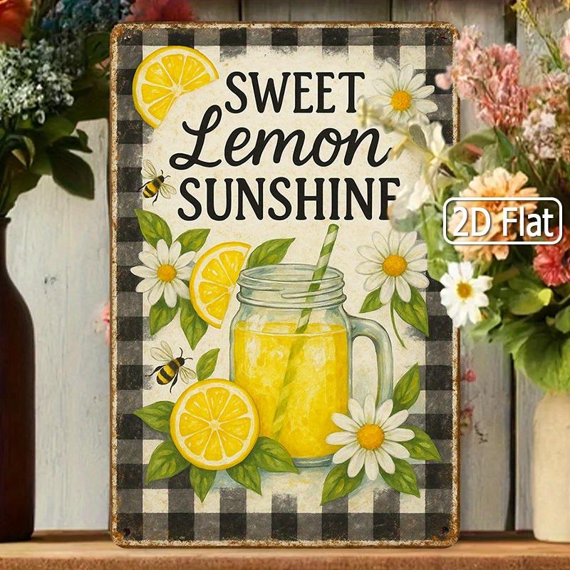 Sweet Lemon Sunburst Metal Wall Art Sign  x Inch Joyful Kitchen  Sunroom Decor Featuring Vibrant Lemon Juice Sunflowers