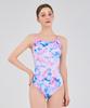 Laelliseupocheu [Rsla417 Mlt] Perfume Foil Double Strap X-Back Swimsuit Multi