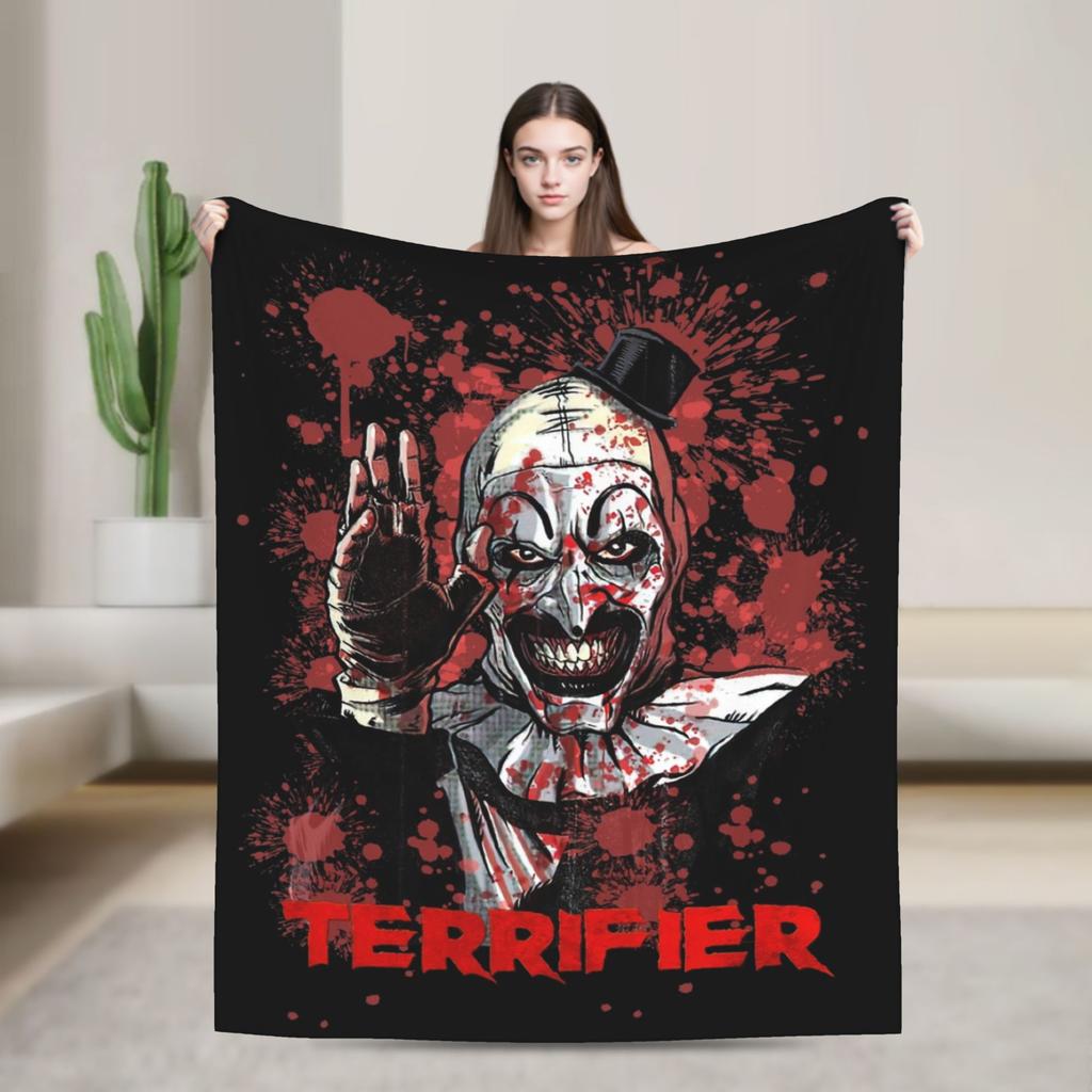 Terrifier Horror Art The Clown Blanket Flannel Textile Decor Portable Super Soft Throw Blanket for Bed Bedroom Bedspread