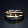 Europe and the United States popular hollow ring double ring line ring, slightly inlaid niche style fashion ring