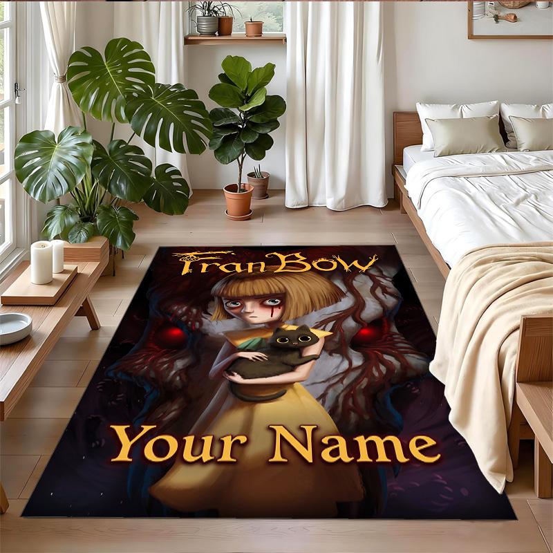 Crystal Velvet Rug Custom Name Text, Soft Non Slip Floor Mat Home DecorFran Bow