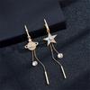 Nouvelles Boucles d'Oreilles Longues Asymétriques à Franges Pentagramme pour Femmes Exquises Boucles d'Oreilles Planète Strass Bijoux de Mariage Fête