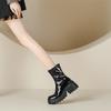 Small Girls Height-increasing Thick-soled Short Boots Women's Autumn and Winter Short Tube 7cm High-heeled Patent Leather Thick-heeled Thin Boots 