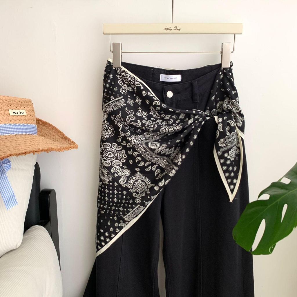 Korean Cashew Flower Triangular Scarf: Women's Layered Accessory Waist Belt Decoration