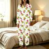 Women's Casual Long Sleeve Set with Pants, Holiday Print, Comfortable Loungewear for Home