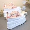 Fashion 12CM High Brand Sunthetic Summer Fashion Mesh Chunky Sneaker Hollow Casual Shoes Platform Wedge Flats Bling Leather Comfy