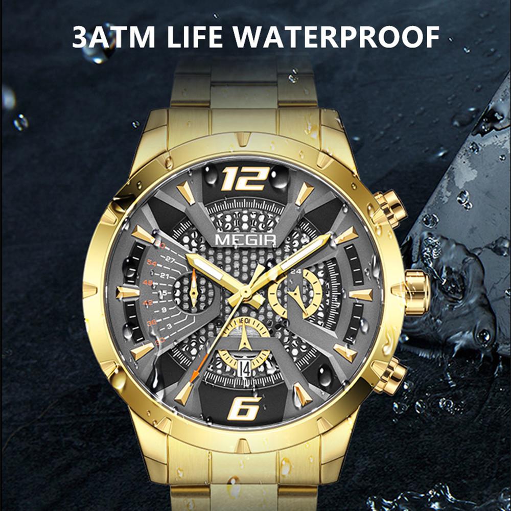 MEGIR Fashion Men's Watches Waterproof Stainless Steel Business Casual Wristwatch with Chronograph Male Clock Reloj Hombre 2221