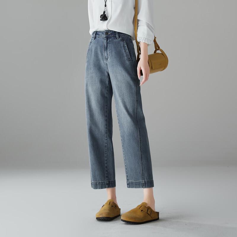 SOFSIL Women's High-Waist Cropped Straight-Leg Jeans