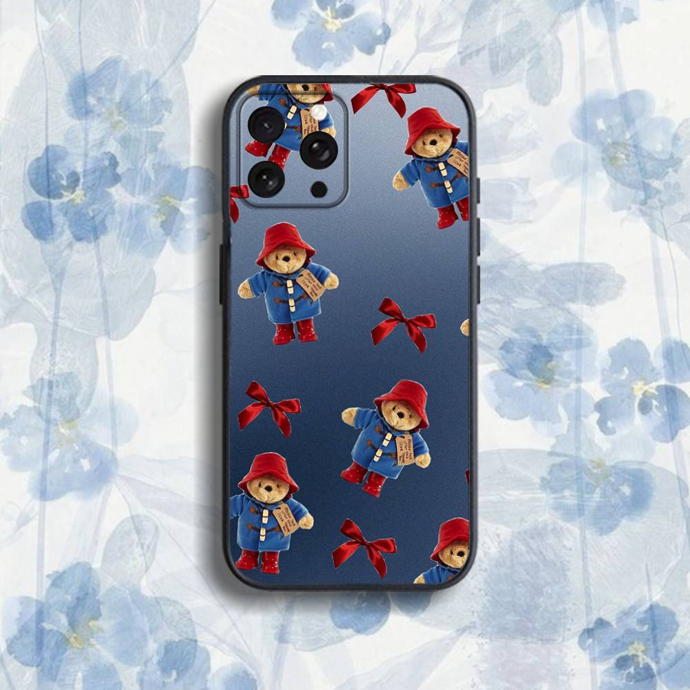 Cute P-Paddington B-Bear Phone Case For iPhone 17,16,15,14,13,12,Pro,Max,Plus,E,SE4,Air,Mini Black Soft Box