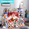 Custom Name Blanket Santa Snowman Friendship Blanket Bedding Blanket for Travel, Camping, Living Rooms, Offices, Sofas, Fan Christmas Gift