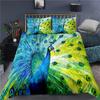 Peacock Duvet Cover Plum Blossom Decor Bedding Set King Size Crane Peacock Feather Floral Pattern Romantic Polyester Quilt Cover