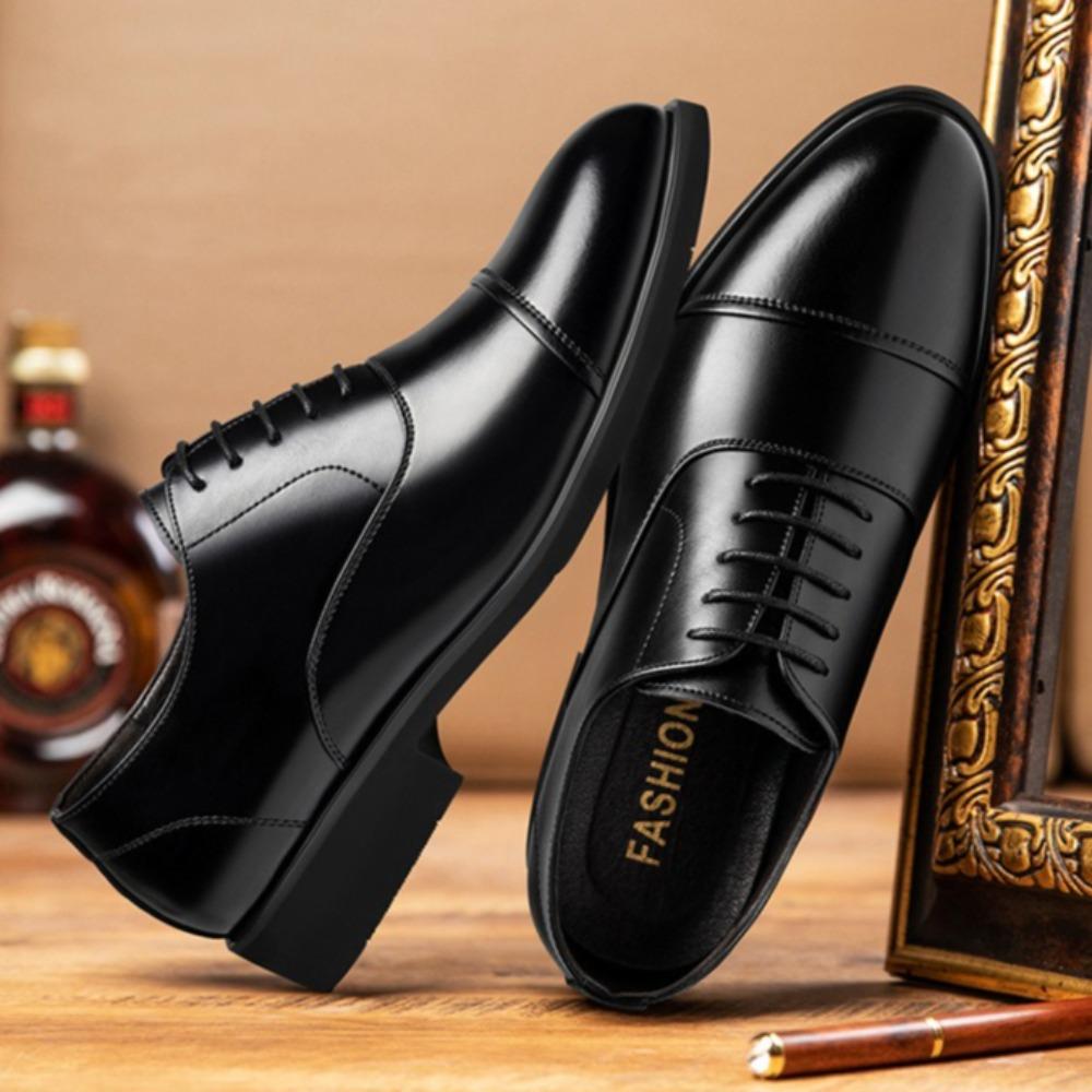 Men's Inner Height Increasing Shoes Business Dress Cowhide Men's Leather Shoes Casual Wedding Shoes Men's Four Seasons New