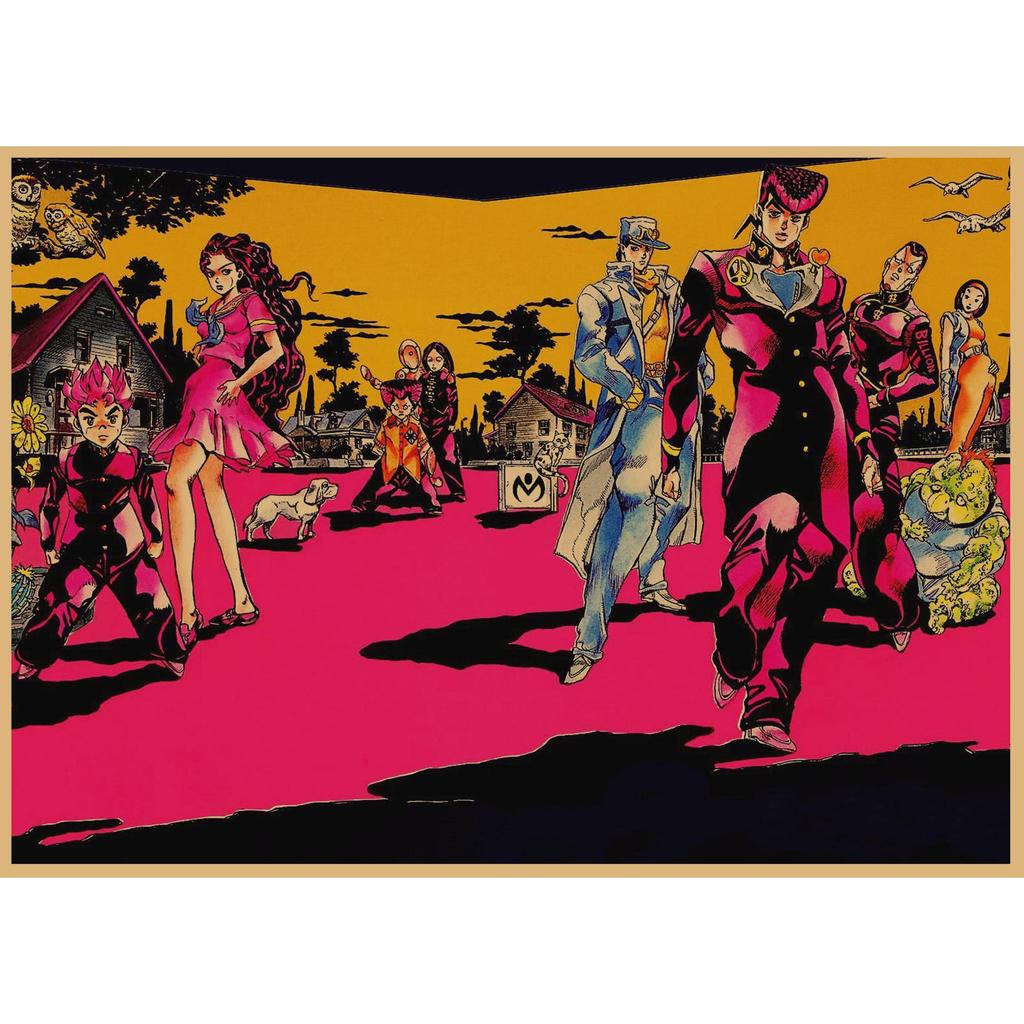 JoJo's Bizarre Adventure Retro Kraftpapier Poster - Japanische Anime Dekoration für Bar, Restaurant oder Café.