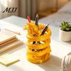 Auspicious Dragon Desktop Ornament Coiled Pen Holder, Chinese Style Pencil Unique 3D Printed Desk Decor Organizer, Stationery Storage Container