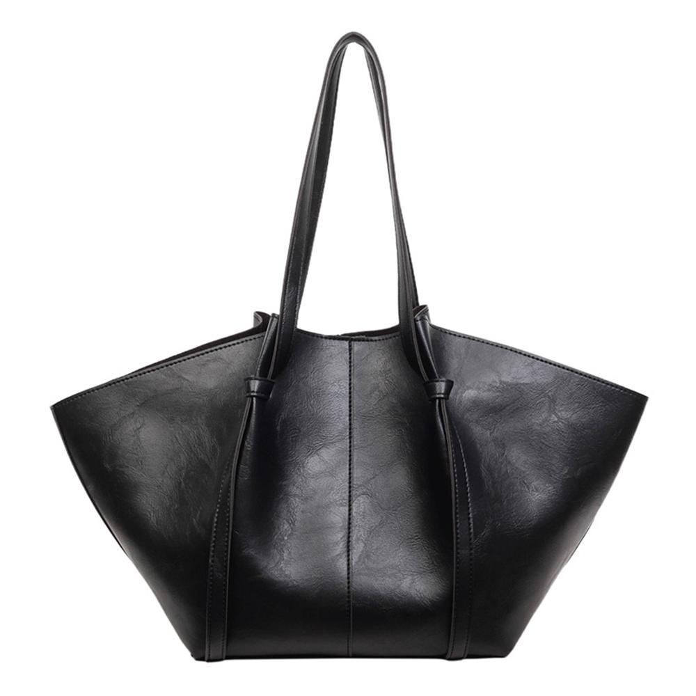 Velká vintage stylová taška Tote Pevná barva PU kůže Dámská taška přes rameno Jednoduchý design Luxusní crossbody taška pro ženy