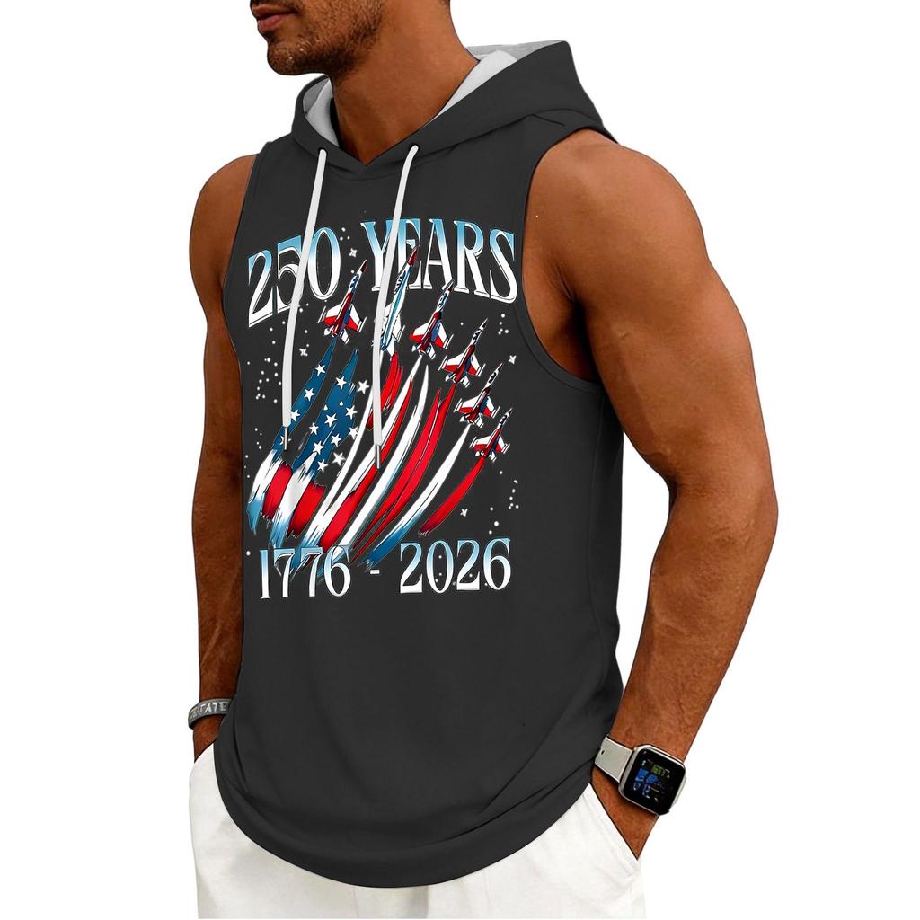 Men's Tank Top Gym Sleeveless Hoodie Shirt Washed Sports Muscle Shirts Fitness Vest With Hood