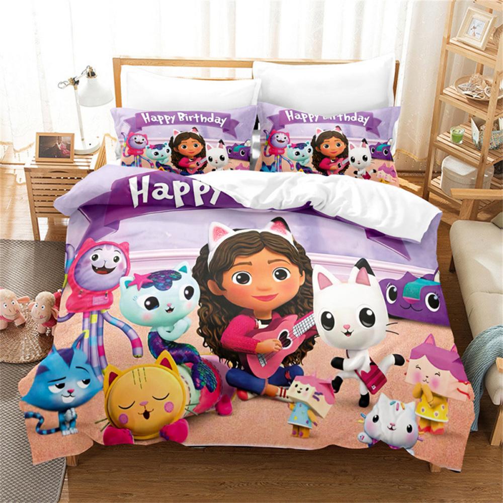 Cartoon Duvet Cover Pillowcase Bedding Set Girl Doll/House Adult Boy Girl Bedroom Decoration Children Single Double Large Size