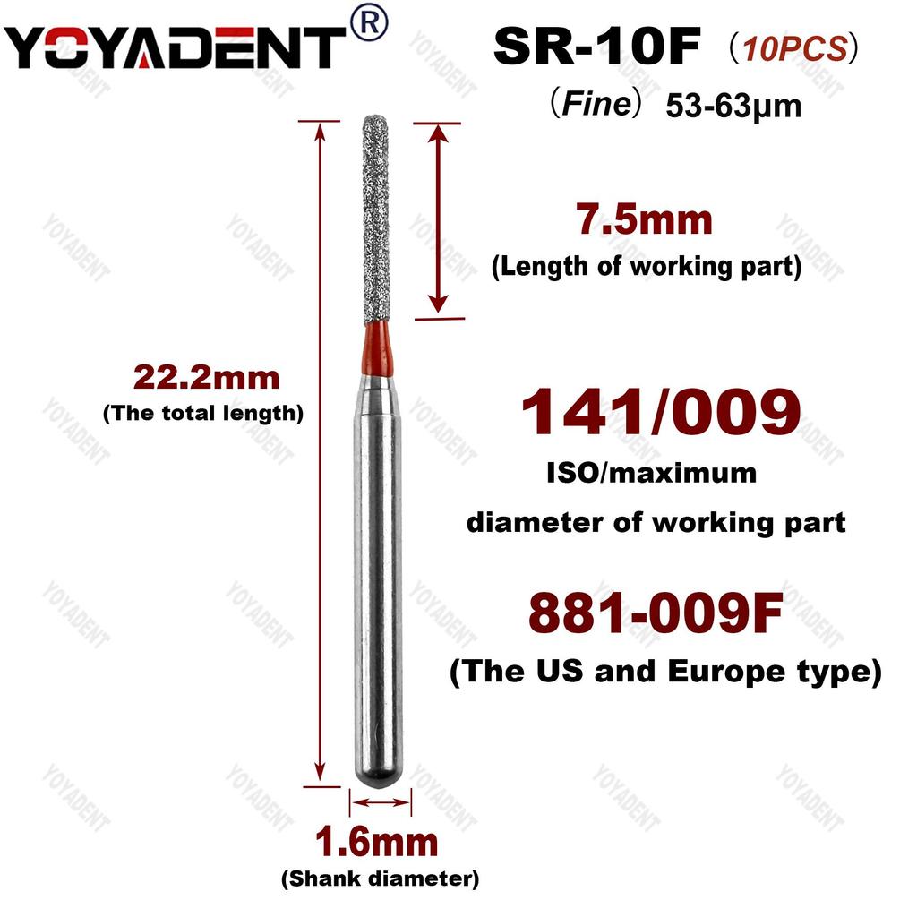 10Pcs/Pack Dental Diamond Burs Polishing Material SR TC Type Dia.1.6mm For High Speed Handpiece Teeth Whitening
