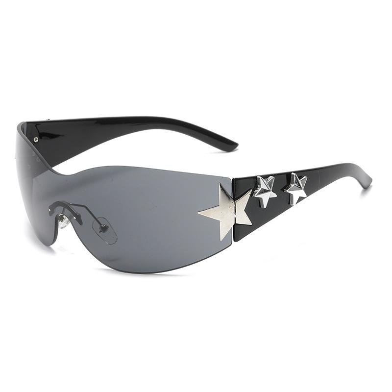 New pentagram frameless sunglasses women's catwalk street shot glasses European and American fashion YK Internet celebrity Spice Girls sungl
