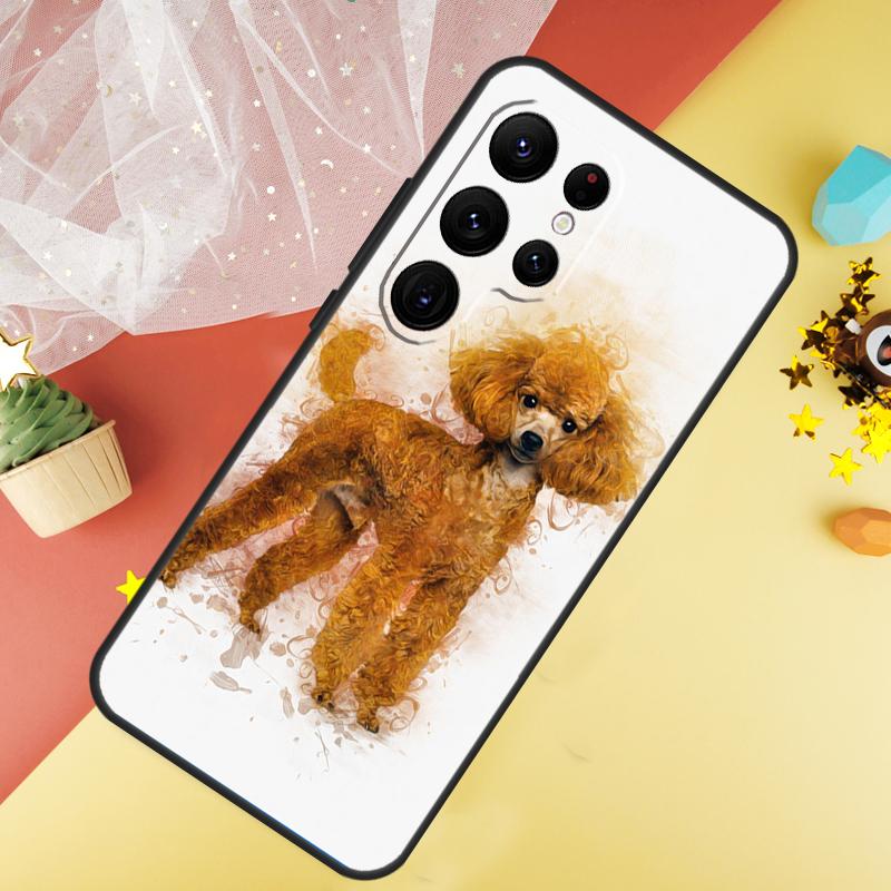 Cute Cartoon Poodle Case For Samsung Galaxy S24 Ultra S22 S20 S21 FE S8 S9 S10 Note 20 10 Plus S23 Ultra Cover