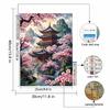 Diamond Painting Set DIY 5D Full Diamond Chinese Pavilion Cherry Blossom Scenery Crafts for Home Wall Decoration