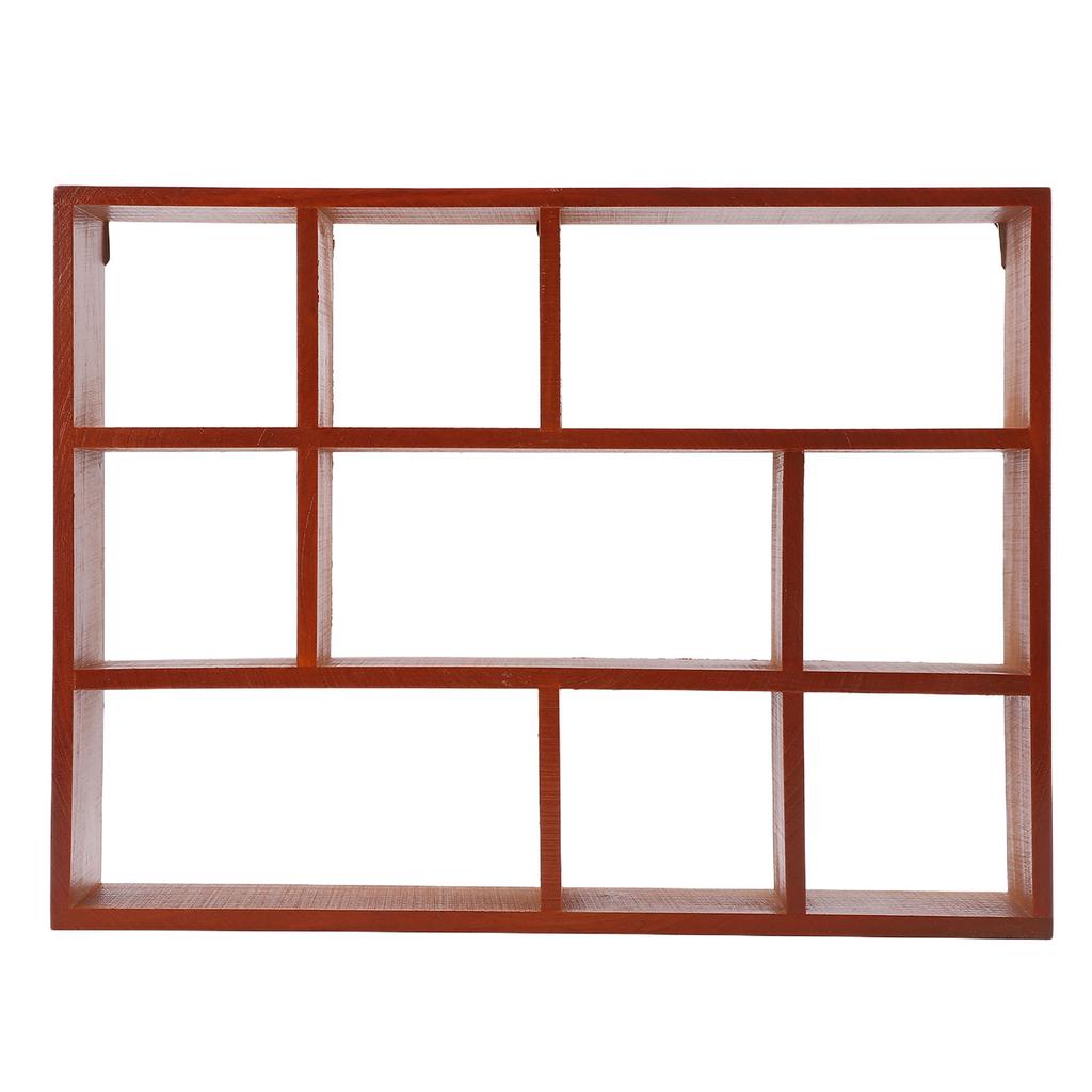 Wooden Wall Desktop Shelf 9 Compartments Multifunctional Vintage Wooden Wall Shelf Makeup  