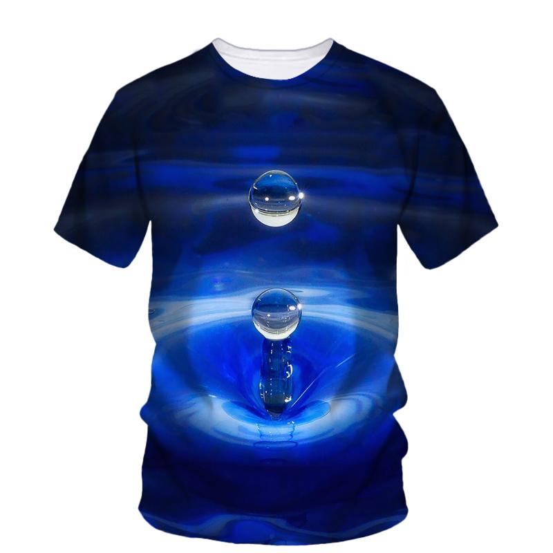 Summer Original Water Droplet Graphic T Shirts For Men Trend Casual Creative Simple Style Printed O-neck Short Sleeve Tees