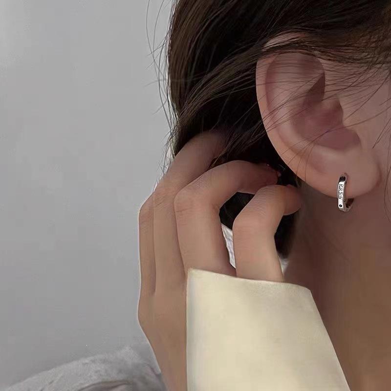 925 Sterling Silver Hoop Earrings - Women's High-End Luxury 2023 Niche Design Studs
