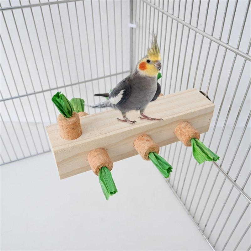 Bird Stand Perch Toy,Bird Cage Accessories for Parakeets Cockatiels Lovebirds Conures Bird Chewing Toy Wooden Perch Stand