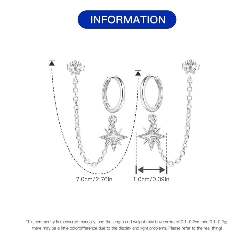 Orstarry S925 Silver Octagonal Tassel Earrings Women Hoop Jewelry Birthday Party Gifts