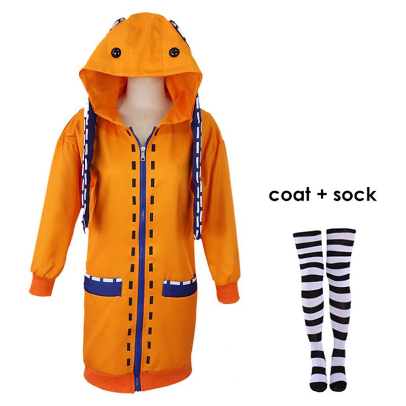 Yomoduki Runa Cosplay Costume Kakegurui Compulsive Gambler Runa Cosplay Wig And Orange Hooded Jacket JK Uniforms With Wigs