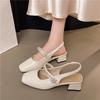 High heels thick heel medium heel bag head sandals women's 2025 new summer fairy style with skirt Mary Jane single shoes