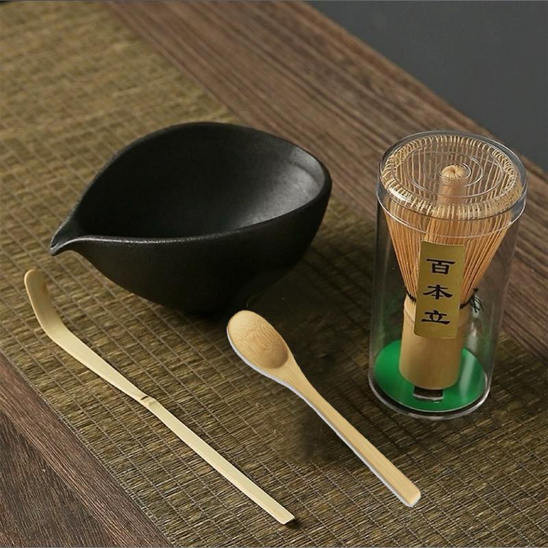 3/4pcs Handmade Home Easy Clean Matcha Tea Set Tool Stand Kit Bowl Whisk Scoop Gift Ceremony Traditional Japanese Accessories