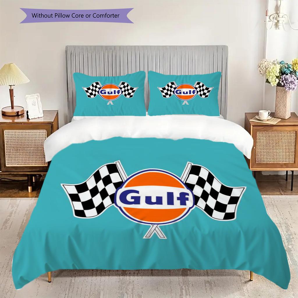 Gulf Brand Logo Three-piece set (1 * duvet cover + 2 * pillowcase, without core) 2D Flat Soft and comfortable Duvet cover and pillowcase Bedding set