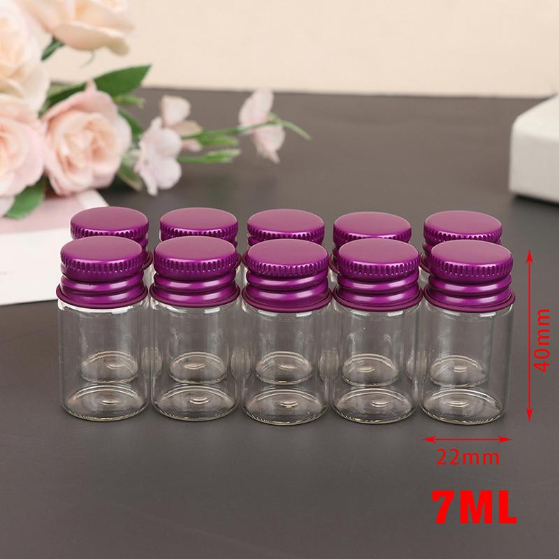 10 Kusů 5ml/7ml/10ml/14ml/18ml/20ml Skleněné Lahvičky Hliníkovými Víčky Malé Mini Skleněné Skleničky 6 Velikostí U-pick