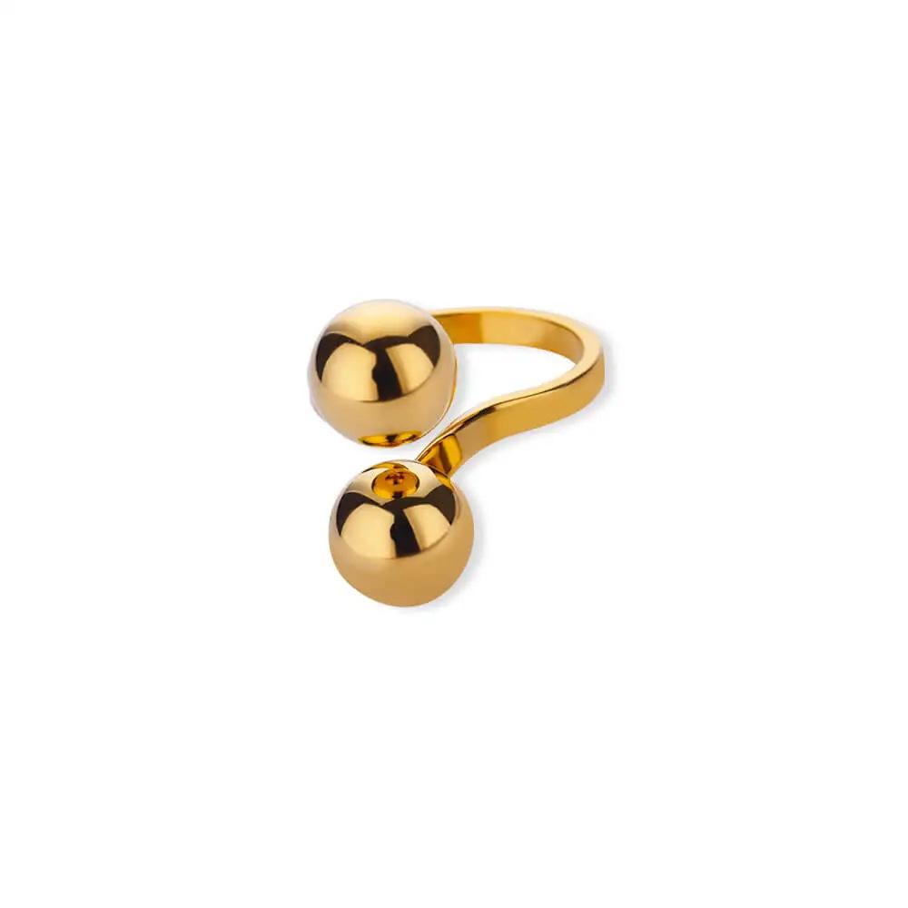 Spherical Personality Ring Women's Gold Steel Size Ball Ring Premium Niche Accessories