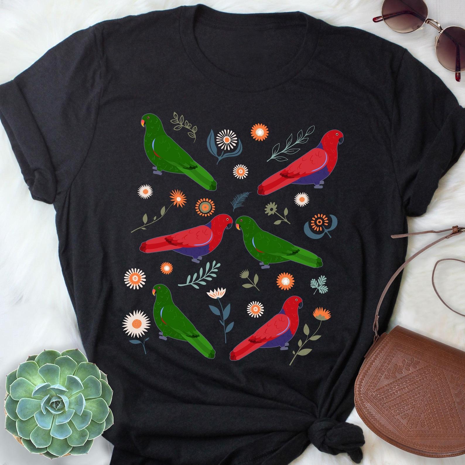 Eclectus Parrot Shirt, , , Funny Parrot Lover Gift, Cute Bird T-shirt, Pet Tshirt, Male Female Green Red Eclectus, Eclectus Mom Dad 100