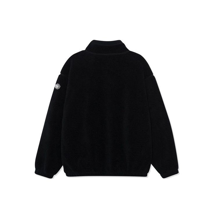 Li-Ning Badfive Basketball Series Warm Sherpa Fleece Loose Knit High Collar Plus Velvet Jacket Unisex Outerwear Black AFDR729-4
