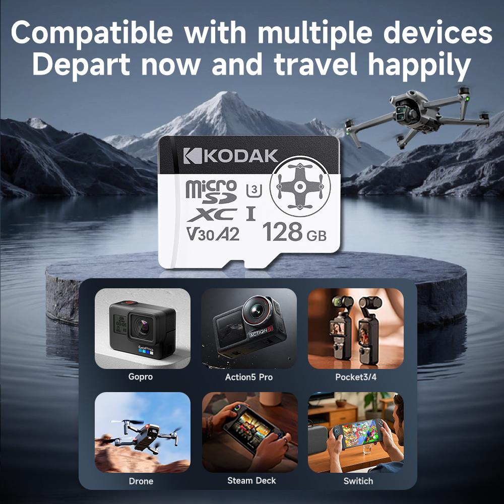 Kodak Ultra Micro SD Card Compatible with DJI Drone A2 U3 High Speed Up to 200MB/s Memory Card for Drone GoPRO DJI Drone