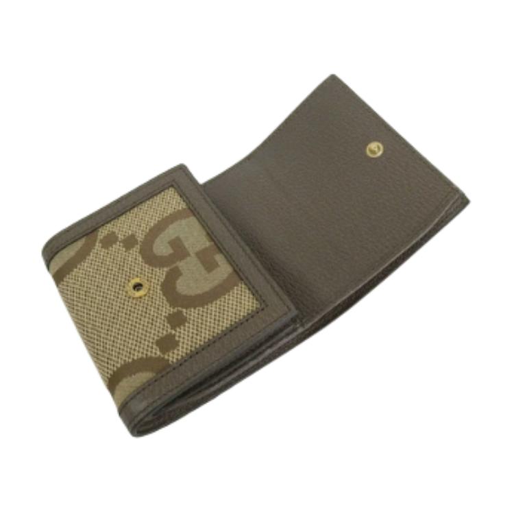 Gucci Jumbo GG Bamboo Design Canvas Wallet Large Women Wallet Brown Beige 658635-UKMBT-2572