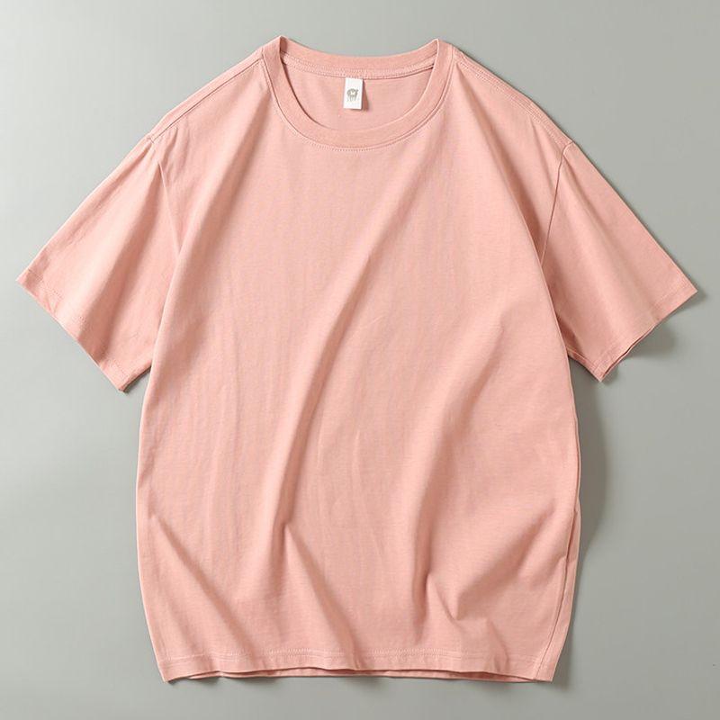 Xinjiang Combed 100% Long-Staple Pure Cotton Short-Sleeved T-Shirt for Men and Women, Loose Casual Summer Solid Color Half-Sleeved T-Shirt
