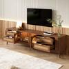 TV Cabinet, Tempered Safety Glass Doors, App-Controllable LED Lighting, Living Room Storage Cabinet, Chipboard, Solid Wood Legs, Four Drawers