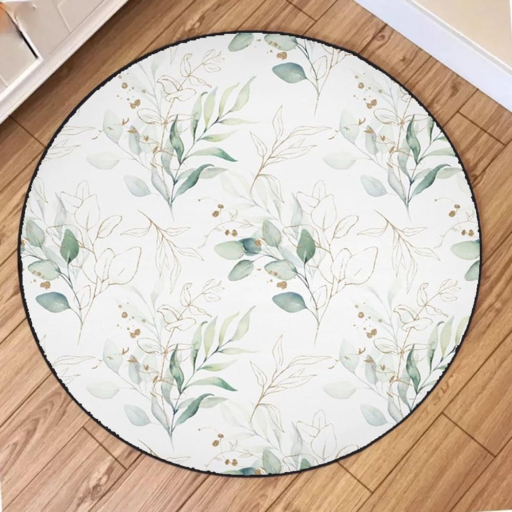 Minimalistisch Natur Aquarell Grüner Zweig Pflanzen Blätter Blumen Teppichmatte für Wohnzimmer Schlafzimmer Heimdekoration Teppich