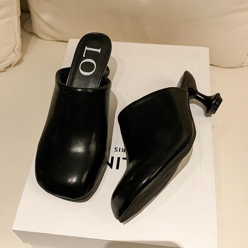 Vase and slippers 2025 spring and summer new bag head high heel + slippers special heel muller shoes fashion half drag