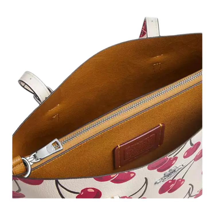 Coach 25 Molly Cherry Print Leather Tote Bag Women Tote Bags CY695-SVCAH