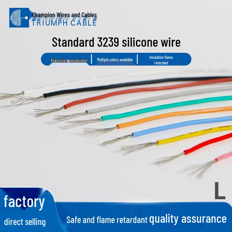 UL3239 High Voltage 10KV Silicone Wire, 8-30 AWG, Order In Multiples of 10 Rolls Per Model and Color.