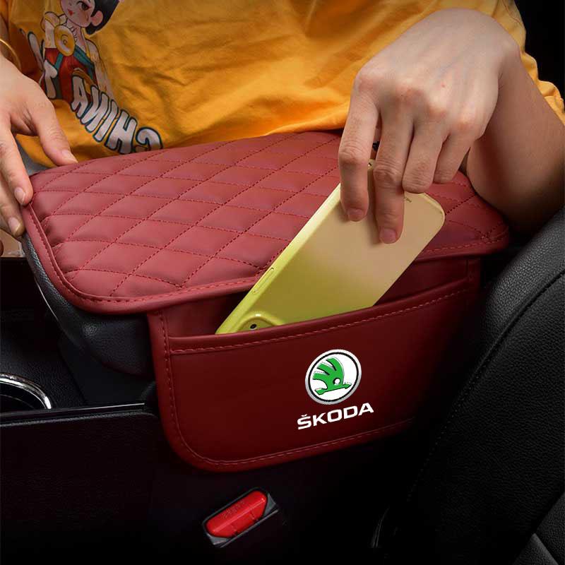 1 buc. Piele Console Auto Perna Cotieră Auto cu Depozitare Styling Auto Pentru Skoda Octavia Superb Rapid Kodiaq Karoq Fabia Kamiq Roomster Citigo