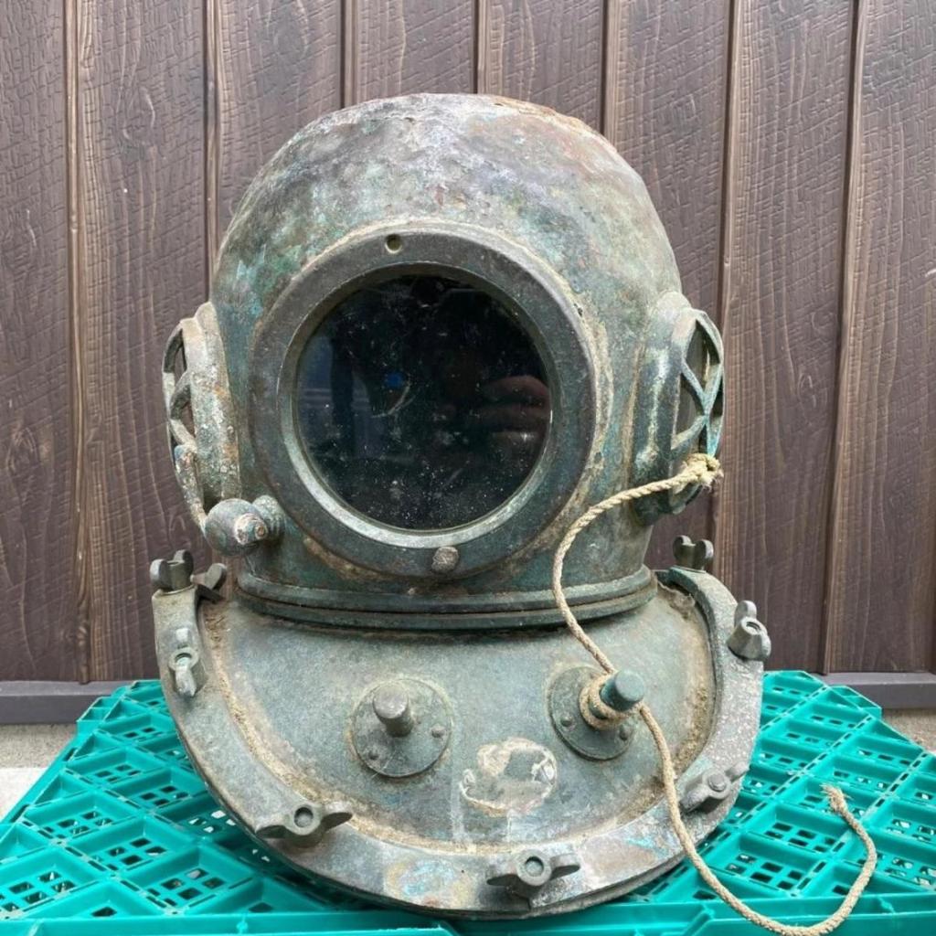 Yokohama Diving Clothing Antique Style Brass Diving Helmet | Vintage Marine Diver Helmet Decor | Nautical Collectible Display Helmet